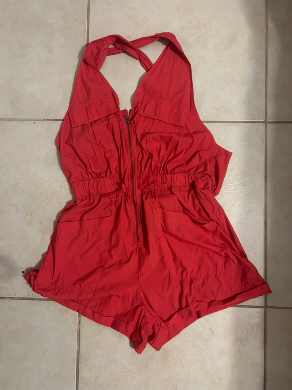 FP Movement by Free People Red open back Romper